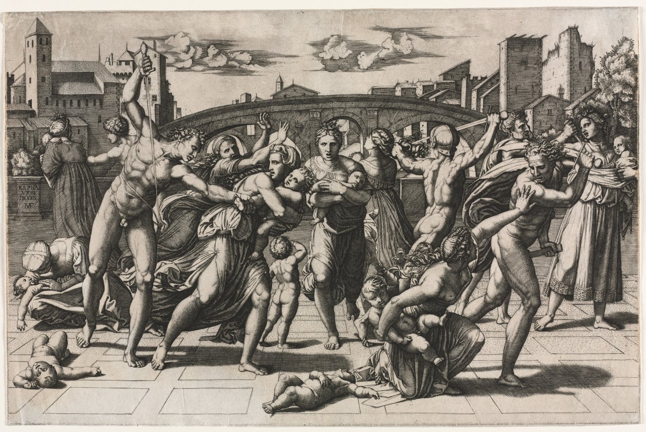 O Massacre dos Inocentes (Sem o Abeto) de Marcantonio Raimondi