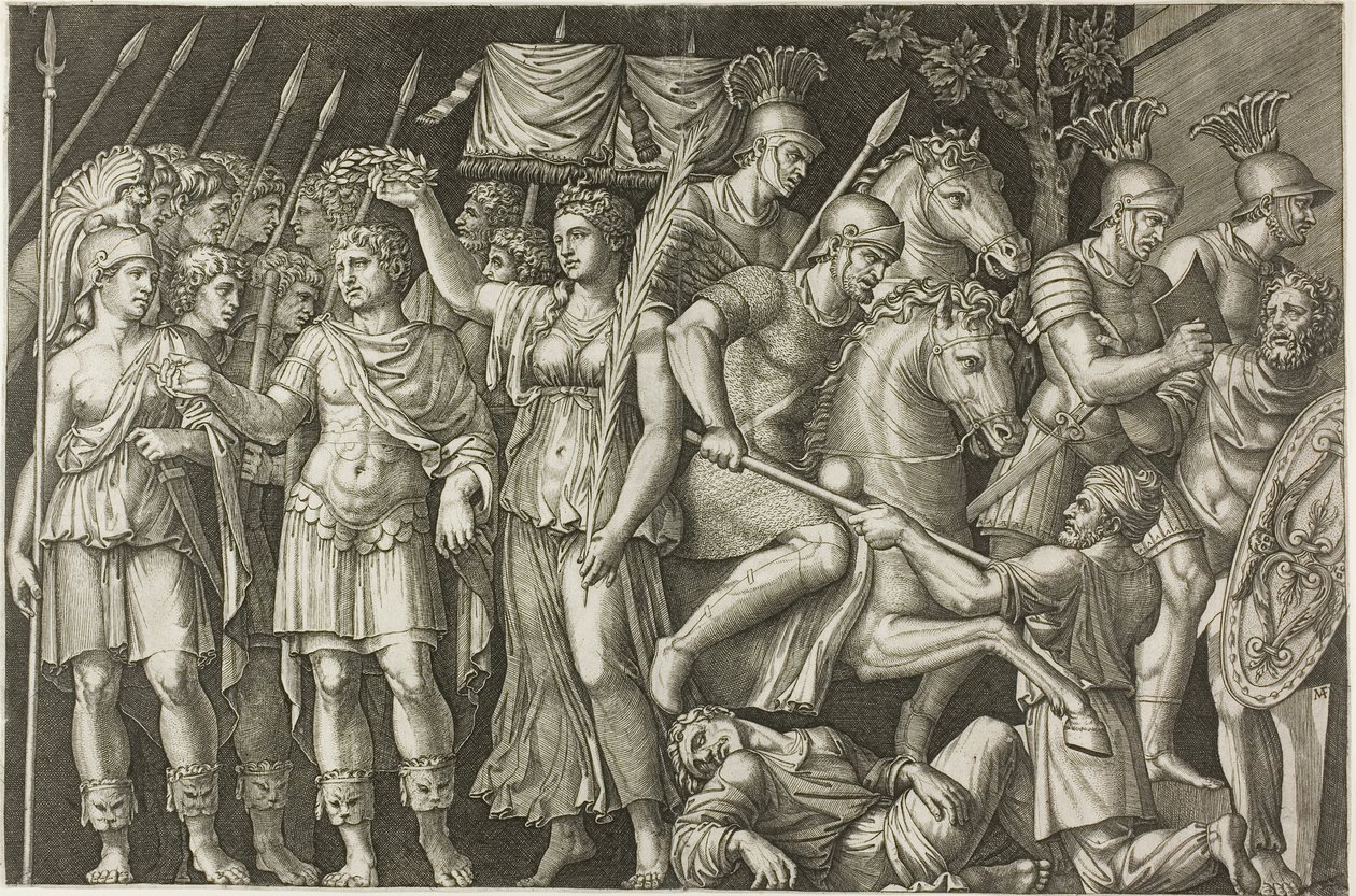 Trajano coroado pela vitória de Marcantonio Raimondi