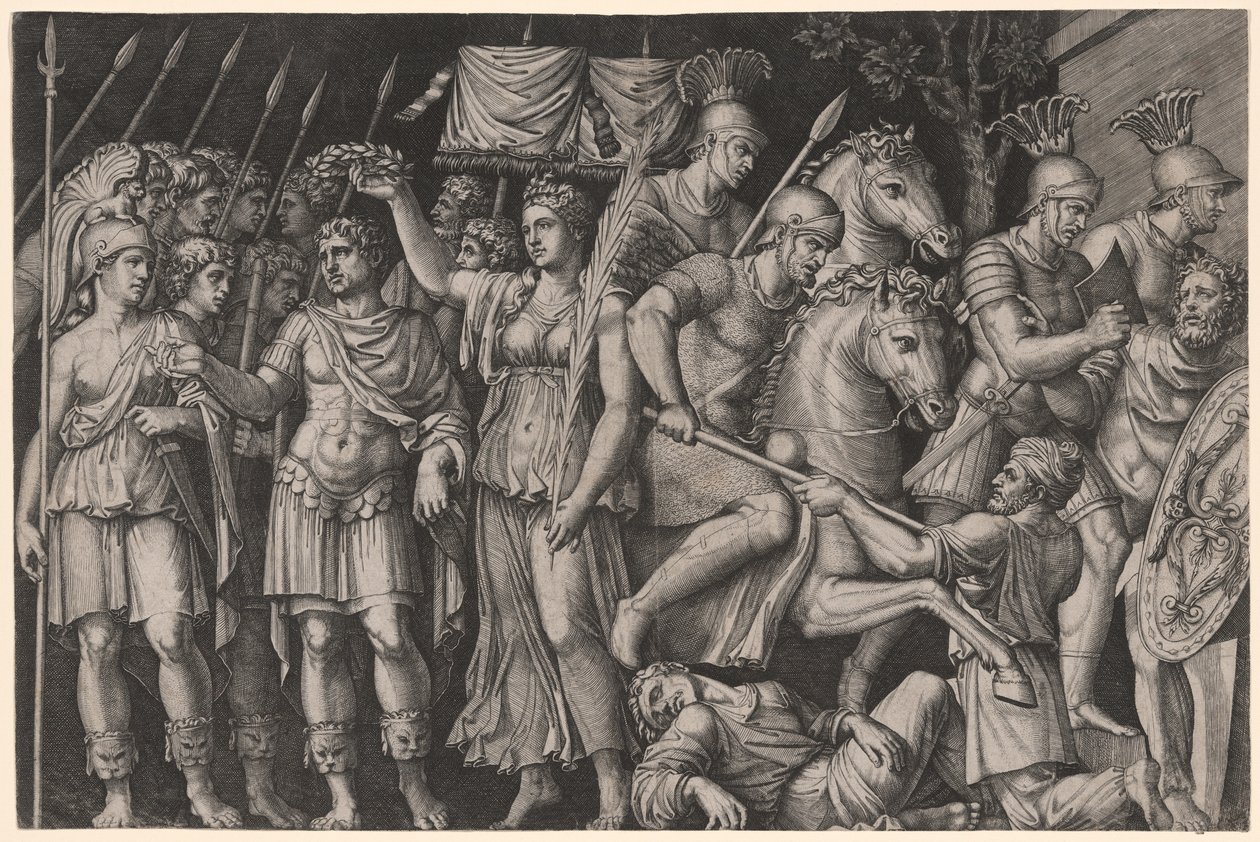 Trajano coroado pela vitória de Marcantonio Raimondi