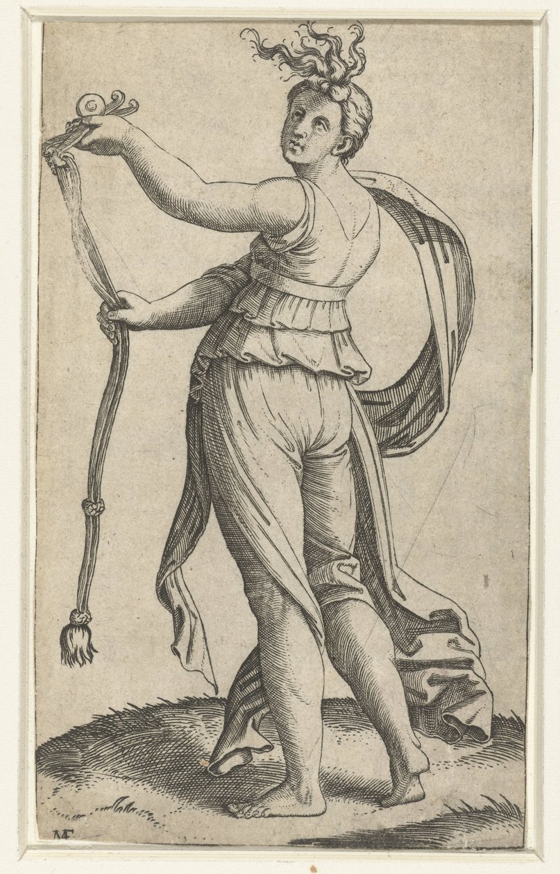 Mulher com freio de cavalo como personificação da Temperança (Temperantia) de Marcantonio Raimondi