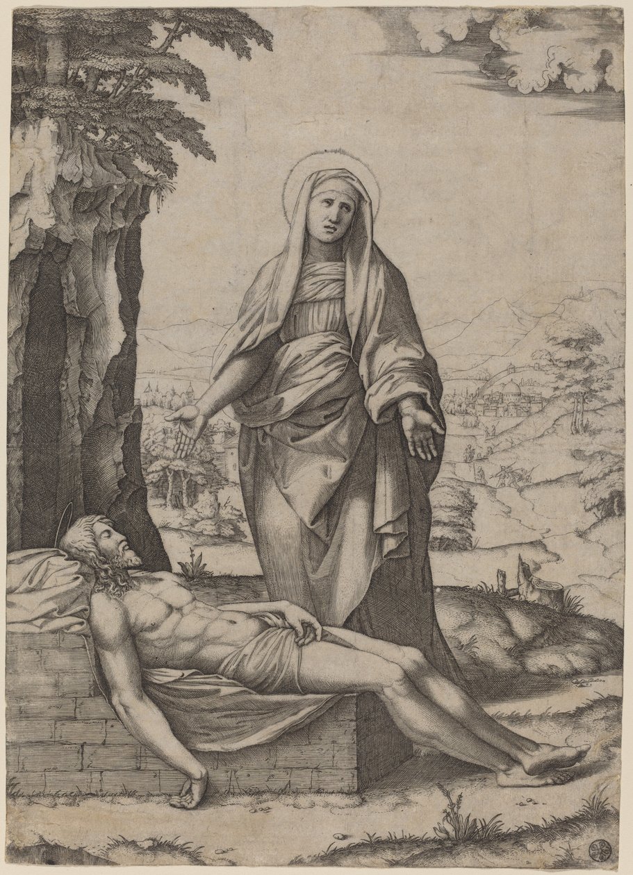 A Lamentação da Virgem de Marcantonio Raimondi after Raphael