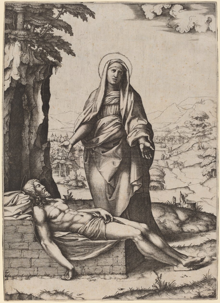 A Lamentação da Virgem de Marcantonio Raimondi after Raphael