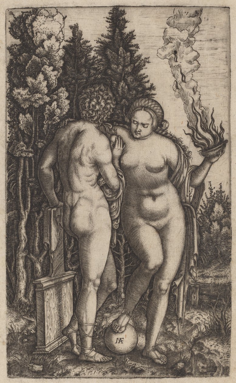 Homem e mulher com uma bola de Marcantonio Raimondi possibly after Francesco Francia