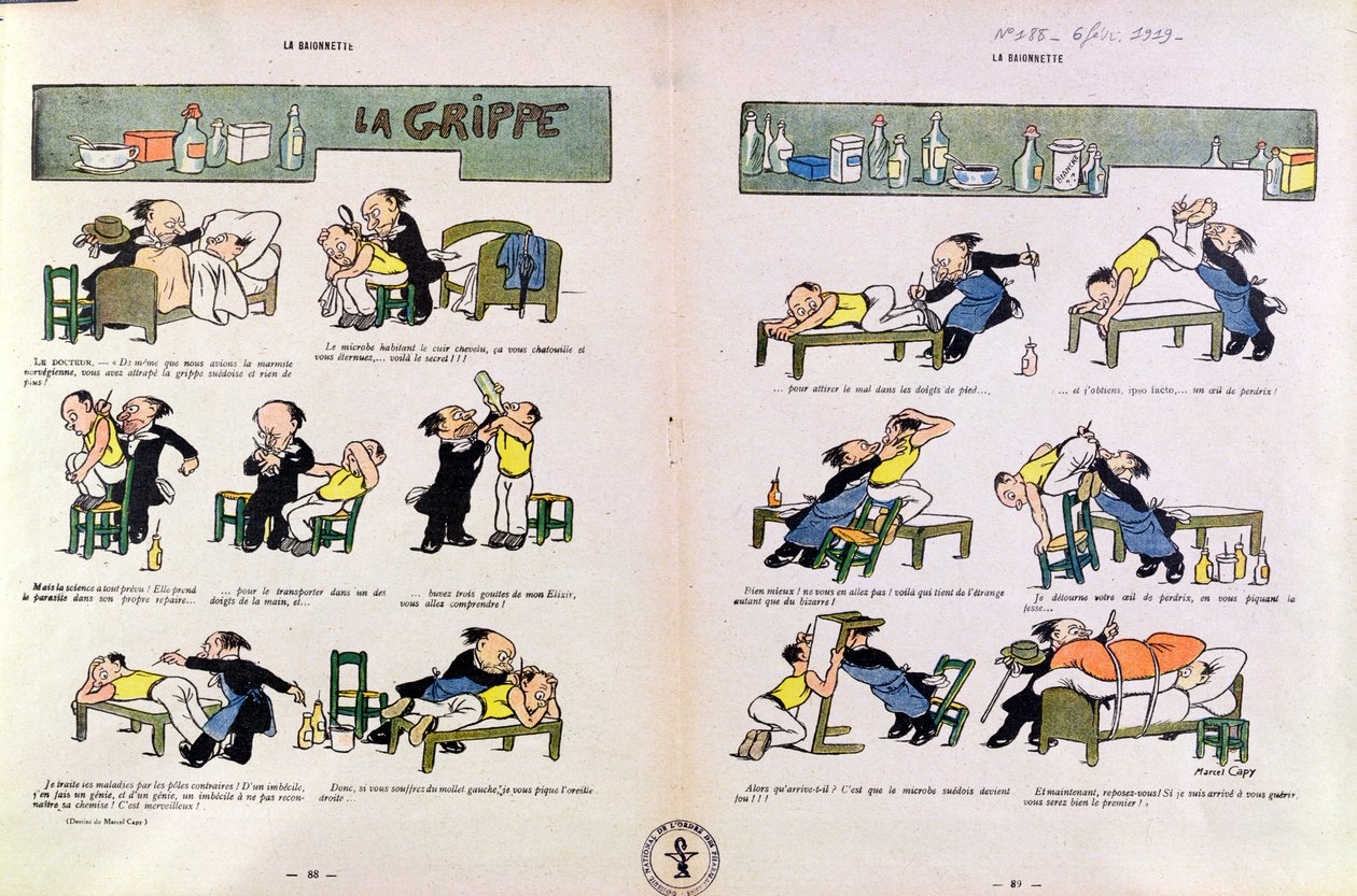A gripe espanhola, de &39;La Baionnette&39;, 6 de fevereiro de 1919 de Marcel Amable O.L. Capy