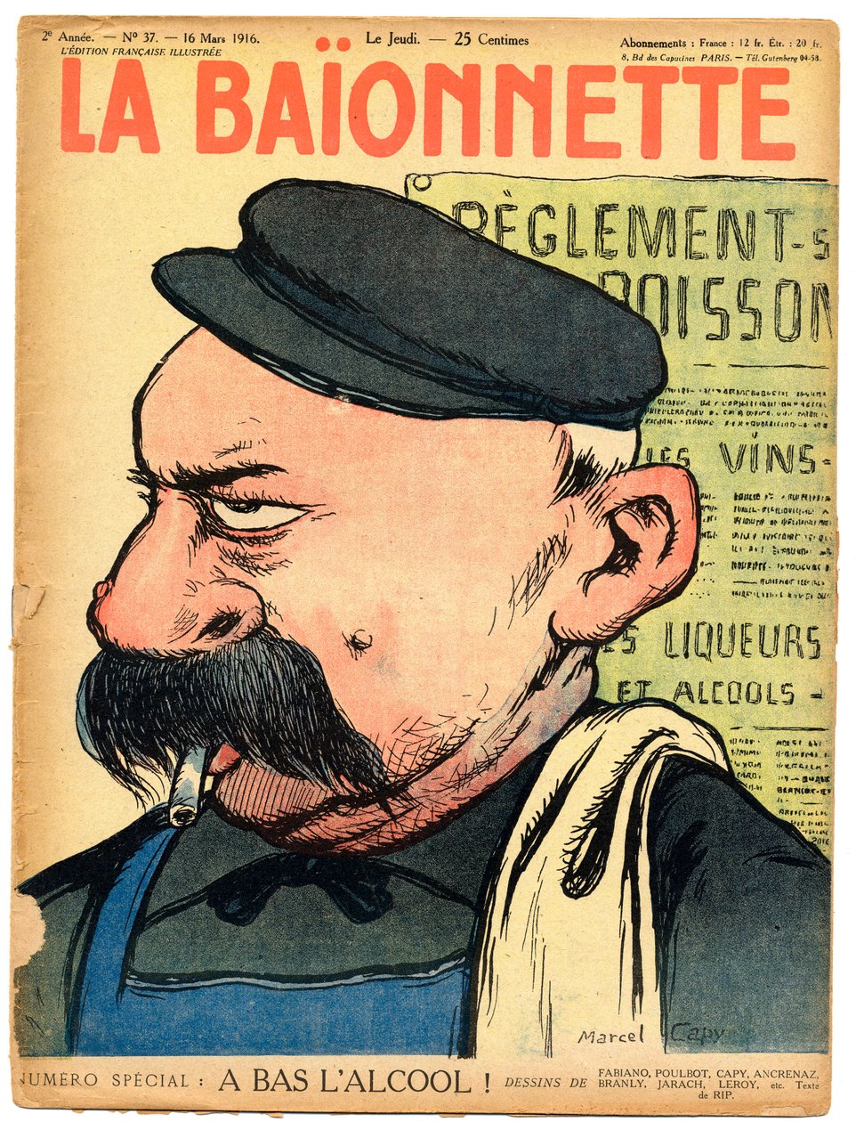 Capa de "La Baionnette", sátira colorida de Marcel Amable O.L. Capy