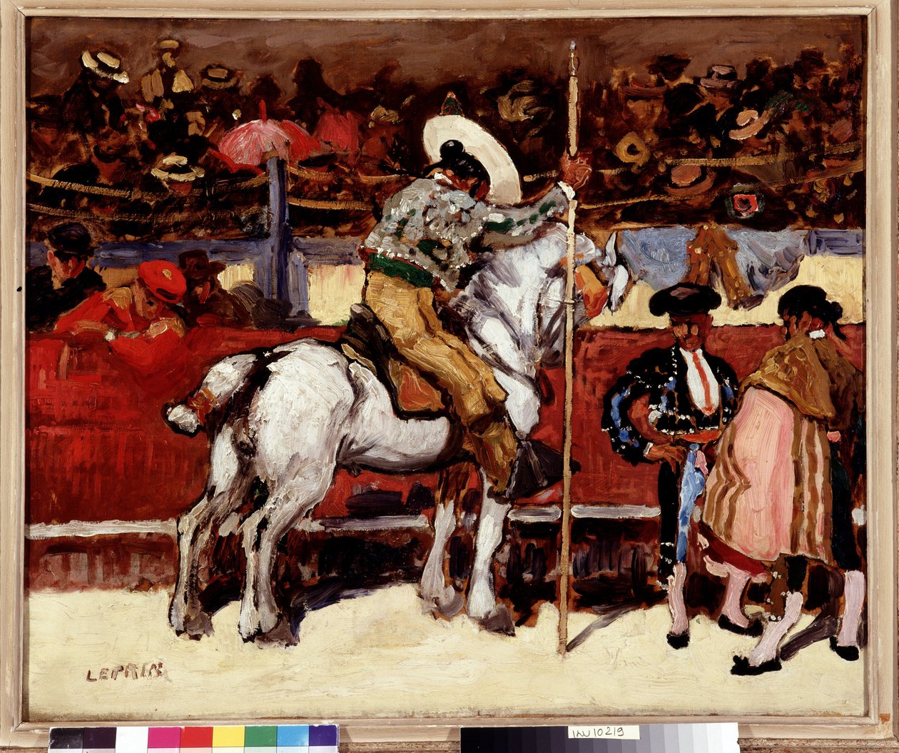 Picador e matador na arena da tourada. Pintura de Marcel Leprin (1891-1931) Dim. 50x61 cm Menção obrigatória: Fondação de colecções em relação a de Provence, Marselha de Marcel Leprin