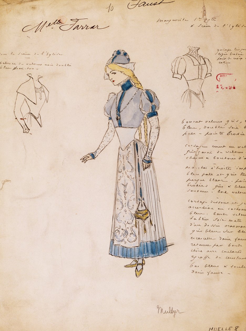 Margherita, esboço de traje para Faust de Charles Gounod, criado por Multzer de Marcel Multzer