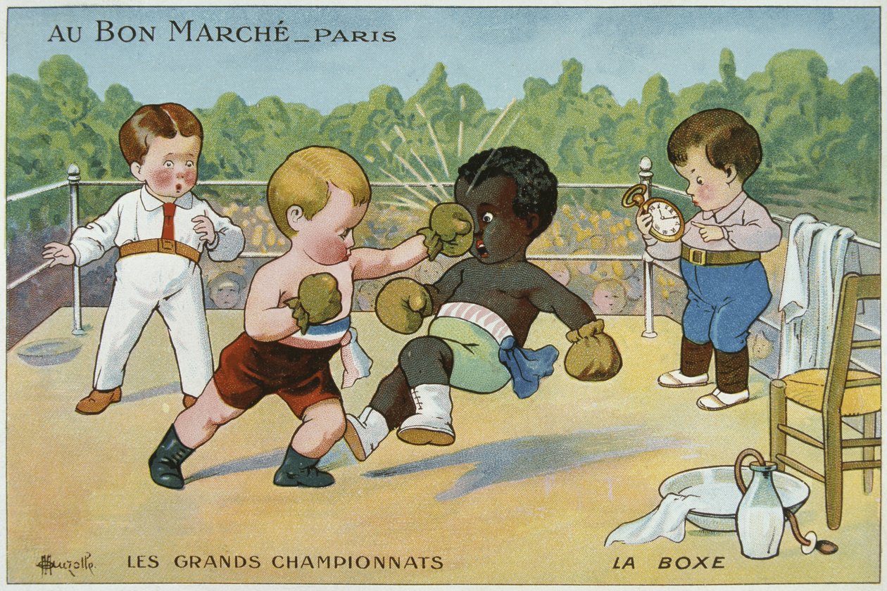 Cartão promocional da loja de departamentos Bon Marché, publicidade "Grands Championnats", 1910 de Marcelin Auzolle