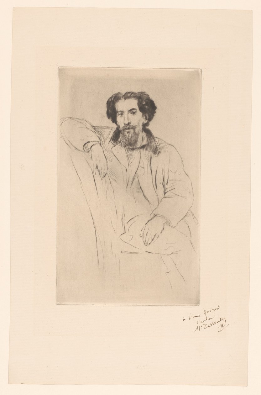 Portret van Henri Charles Guérard de Marcellin Gilbert Desboutin (signed by artist)