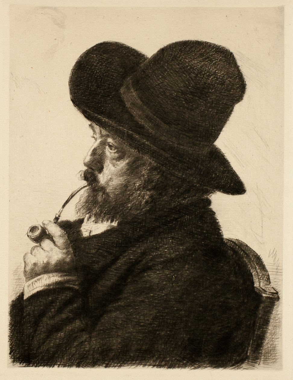 Fumar com chapéu grande (auto-retrato) de Marcellin Gilbert Desboutin
