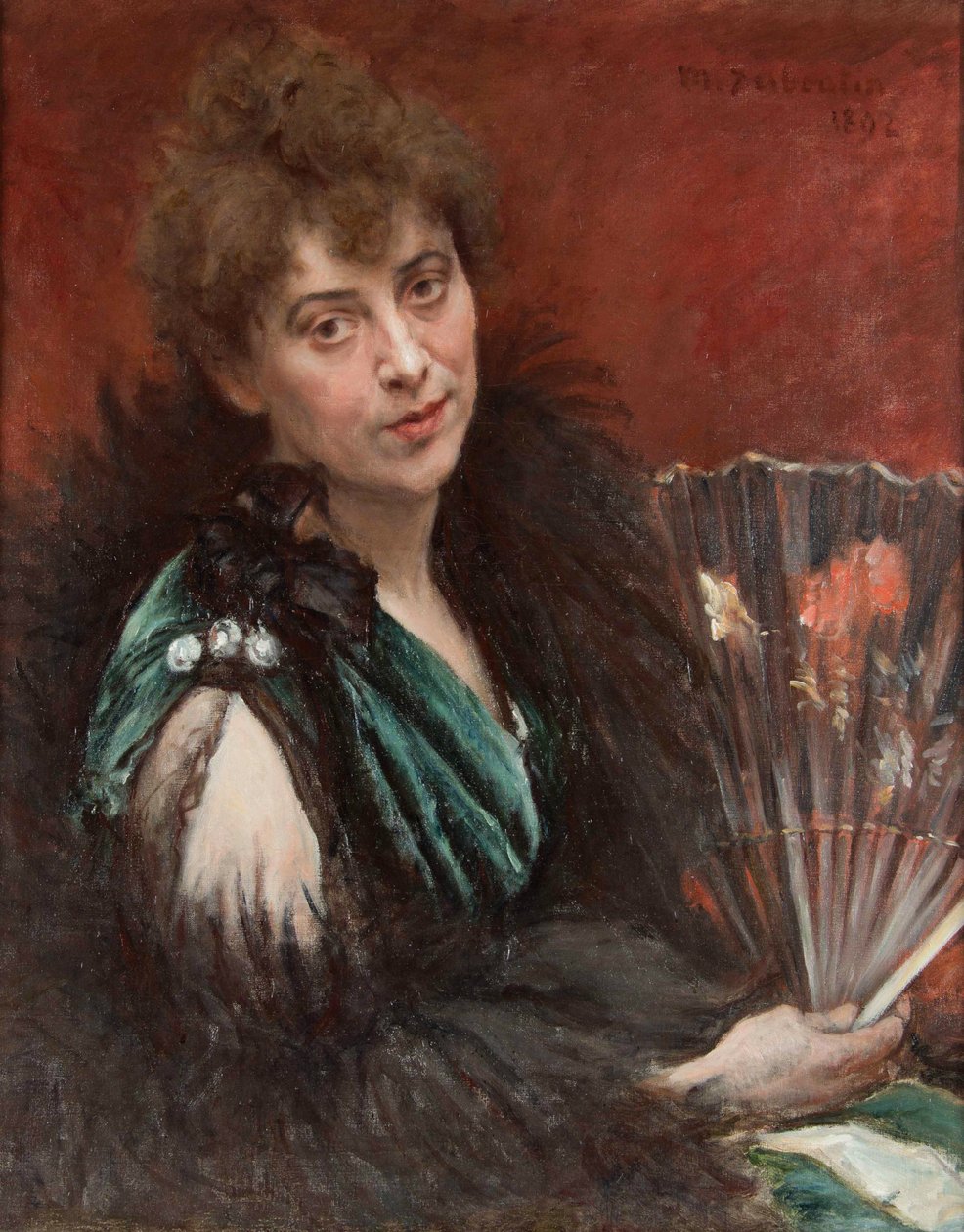 Mulher com ventilador, 1892. de Marcellin Gilbert Desboutin