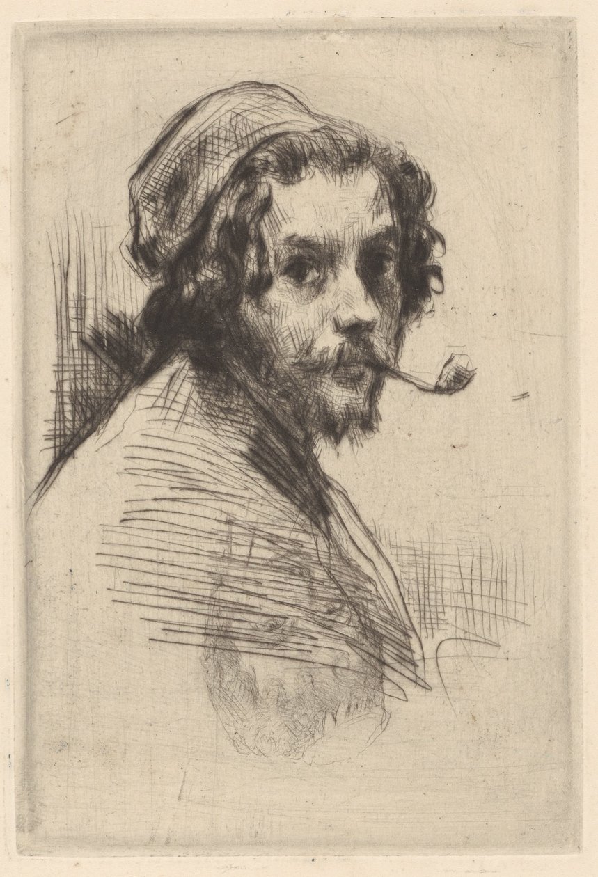 Autorretrato de Marcelino Gilbert Desboutin com cachimbo de Marcellin Gilbert Desboutin