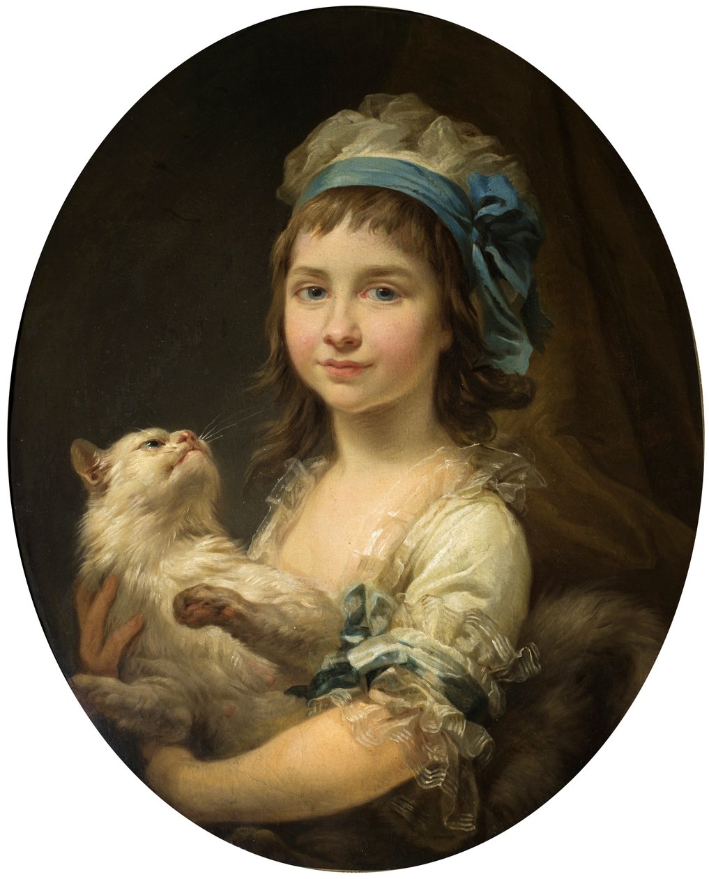 Retrato de Julia Duhamel com um gato de Marcello Bacciarelli