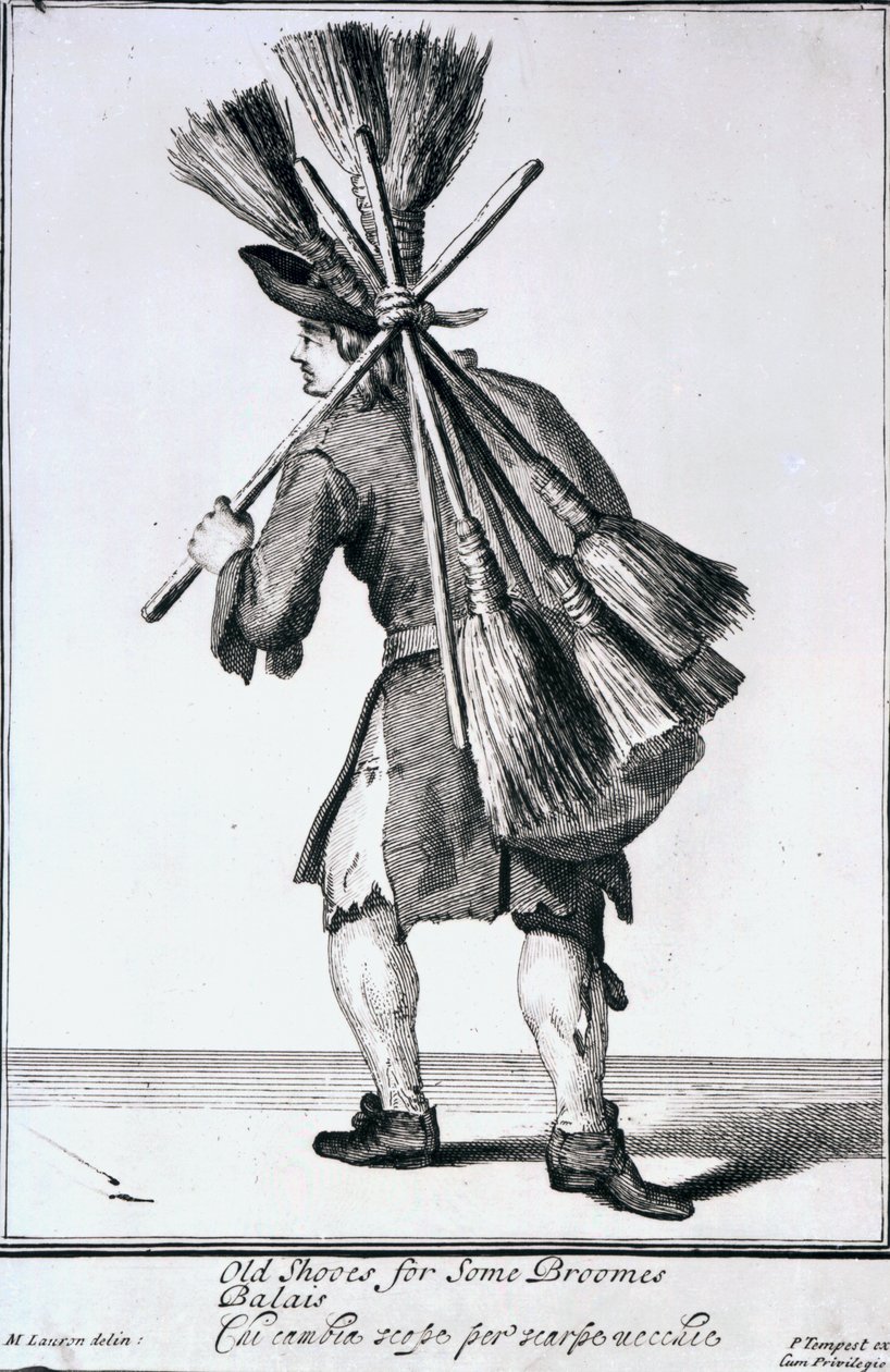 Sapatos velhos para alguns Broomes, de &39;Cryes of the City of London&39;, c.1688 de Marcellus the Elder Laroon