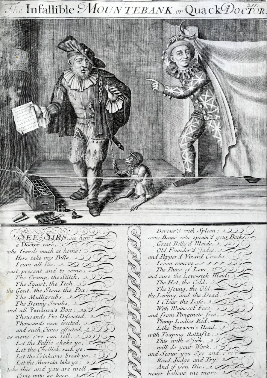 O infalível Mountebank ou Quack Doctor, 1688-1705 de Marcellus the Elder Laroon