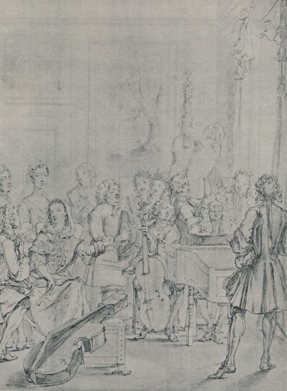 Um concerto em uma casa de Noblemans, 1736, 1920 de Marcellus Laroon the Younger