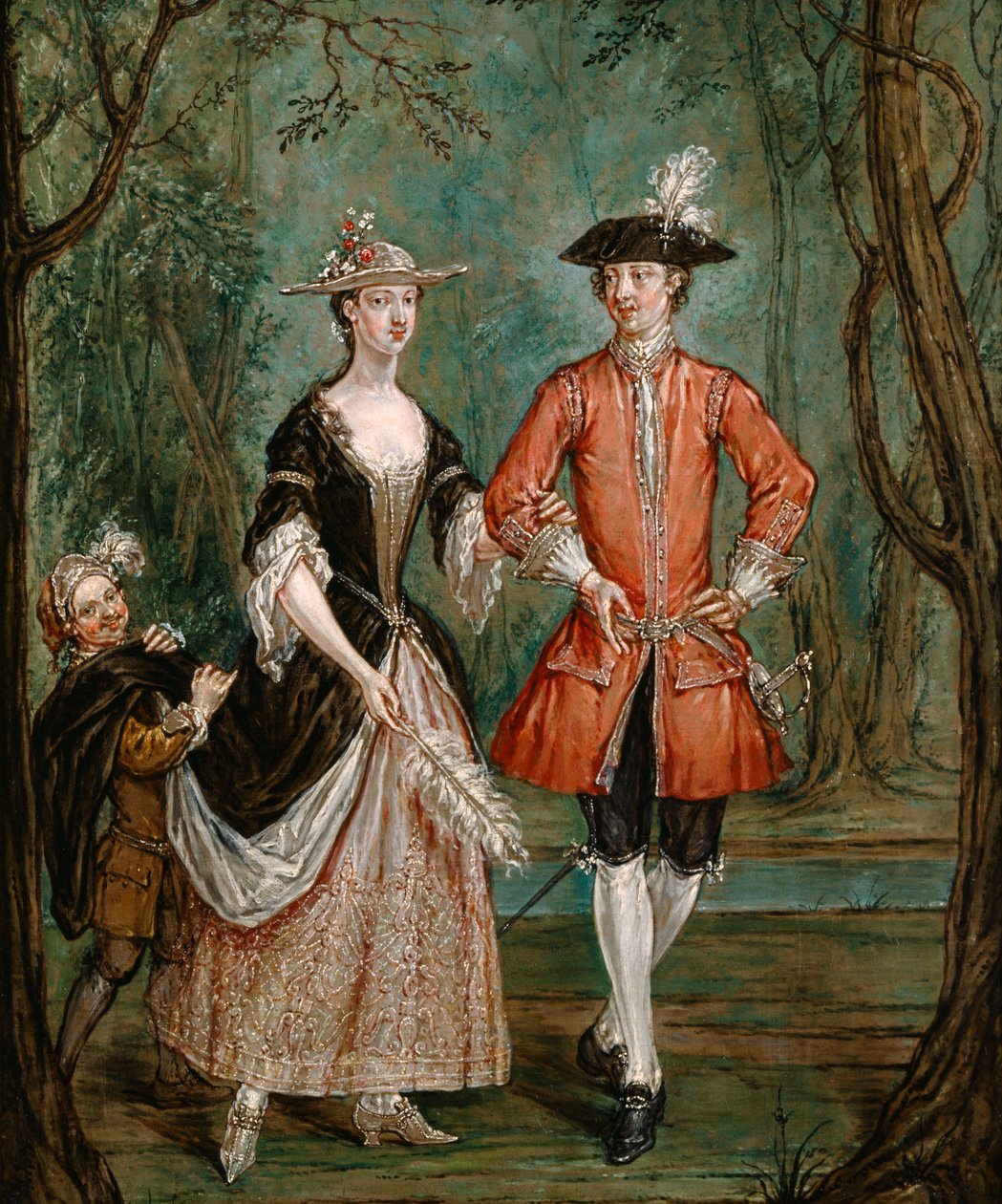 "Lady and Gentleman with a Page", c1750-c1755 de Marcellus Laroon the Younger