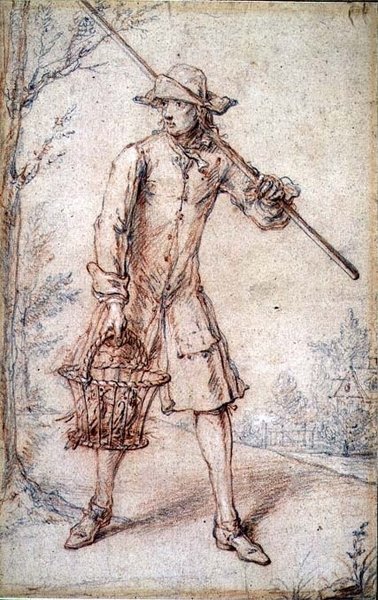 Um apanhador de pássaros (lápis e giz) de Marcellus the Elder Laroon