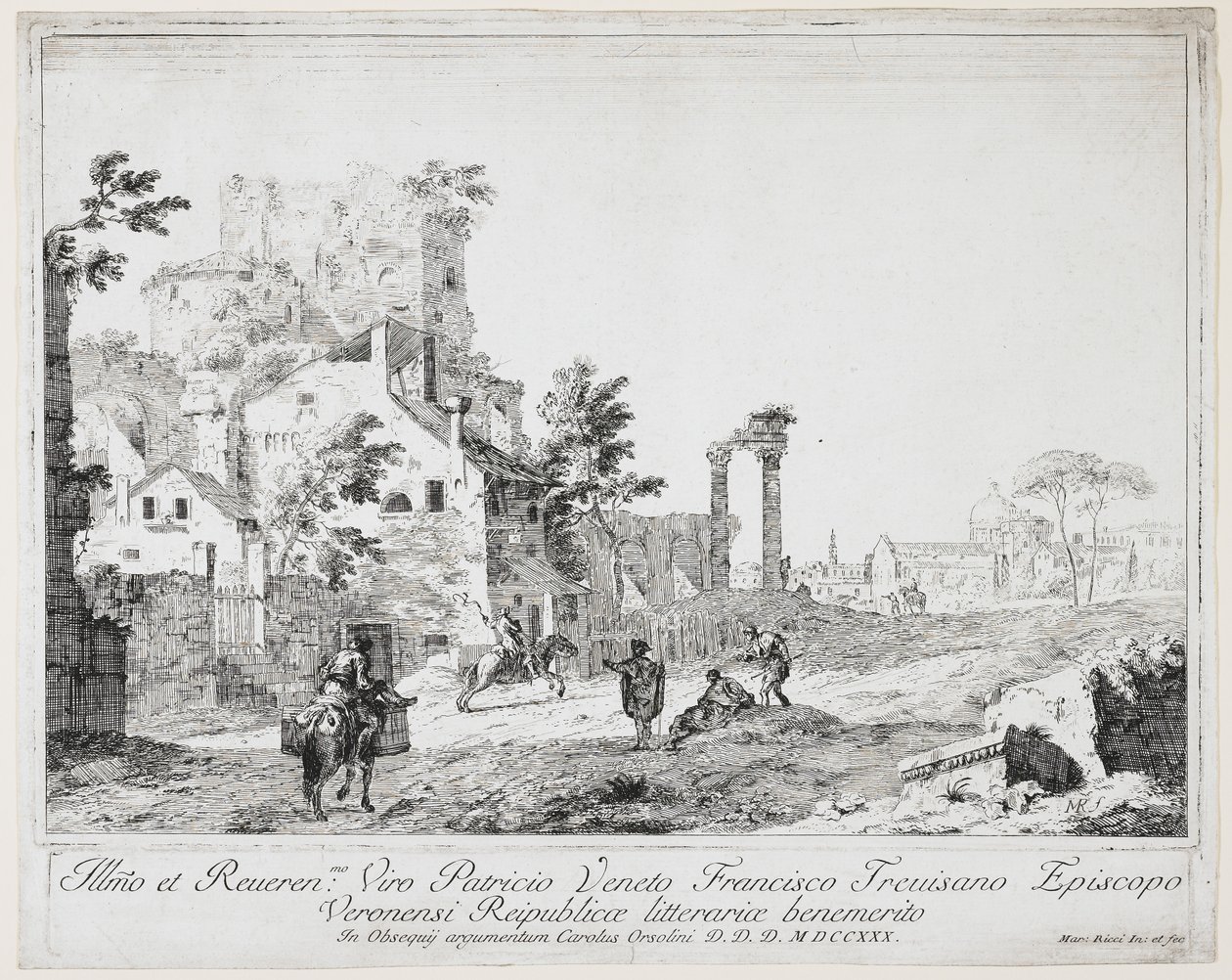 Estrada por uma aldeia rural, 1730 de Marco Ricci