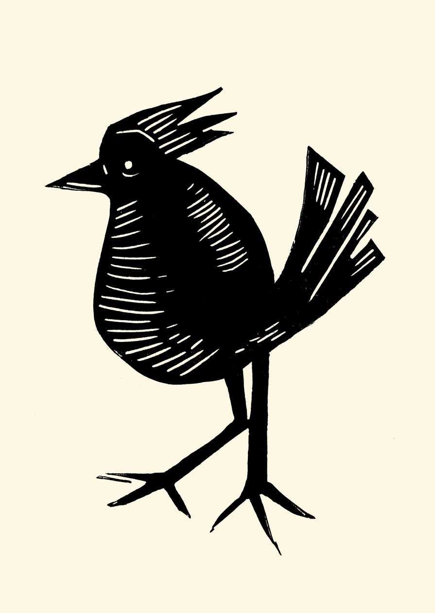Fancy Bird, 2023 (linóleo sobre papel) de Marco Campedelli