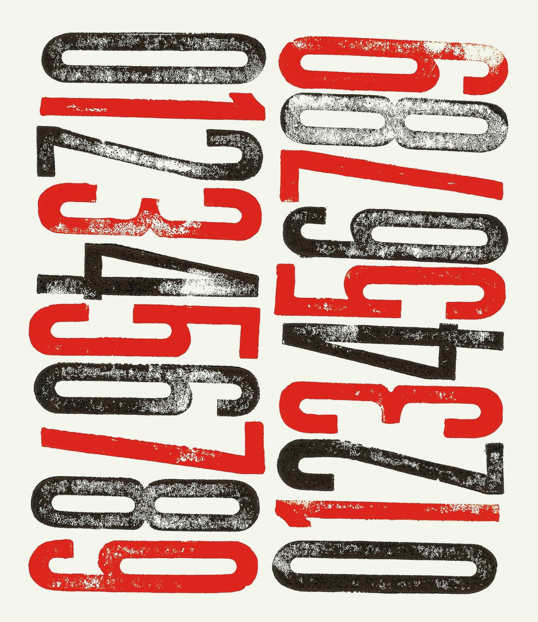 Números, 2014 (impressão xilográfica sobre papel) de Marco Campedelli