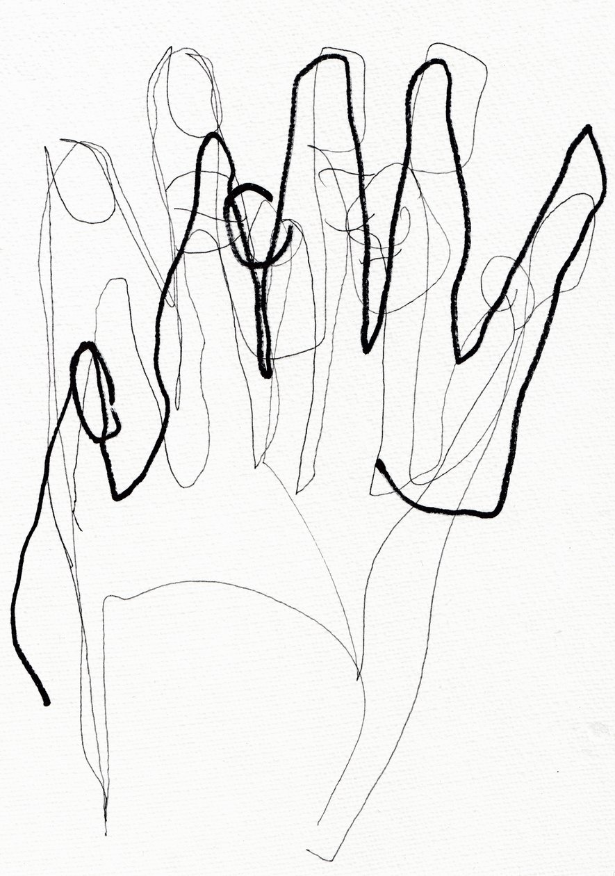 Psyco Hand, 2017 (caneta e marcador sobre papel) de Marco Campedelli
