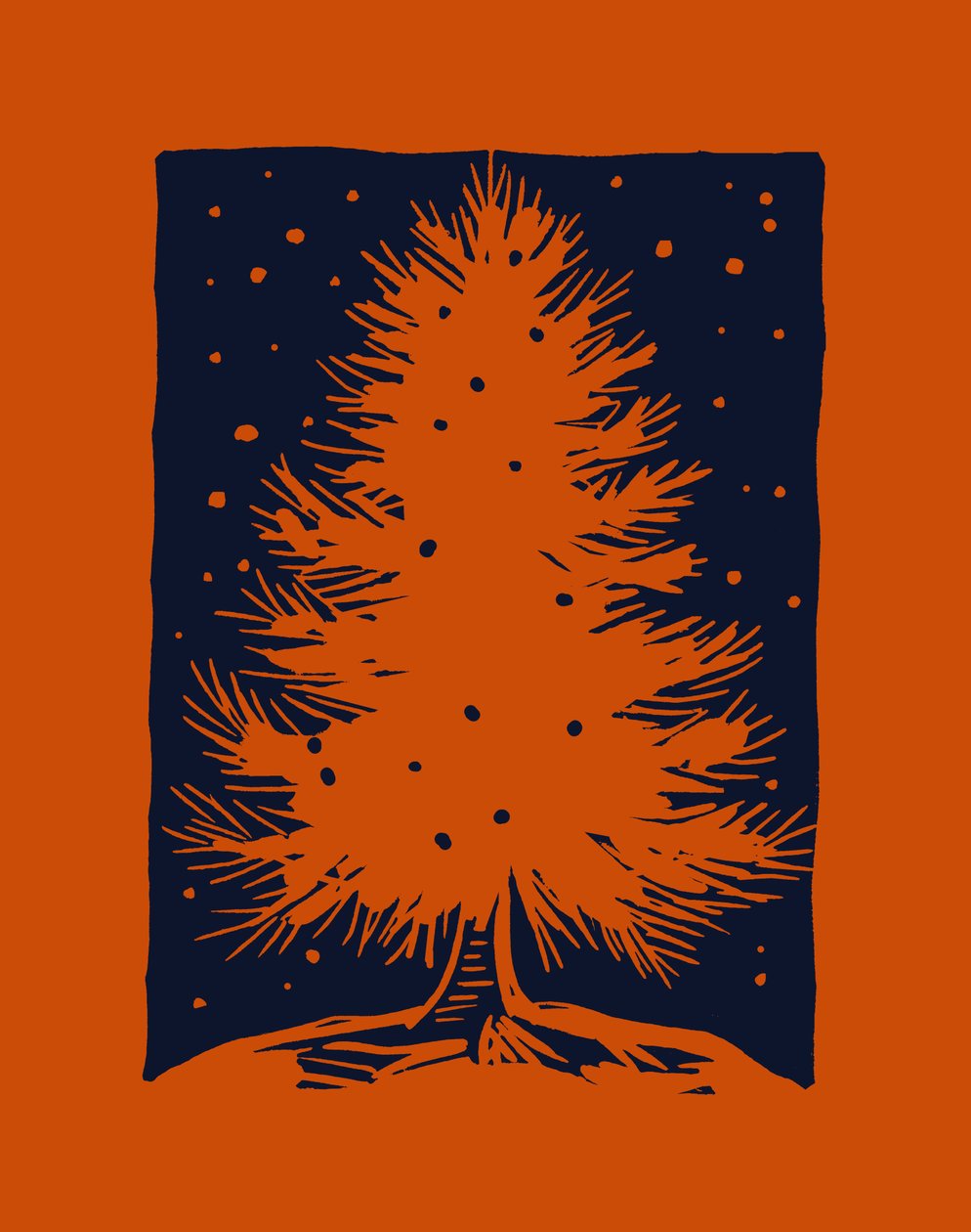 Árvore de Natal vermelha, 2023 (linóleo sobre papel) de Marco Campedelli