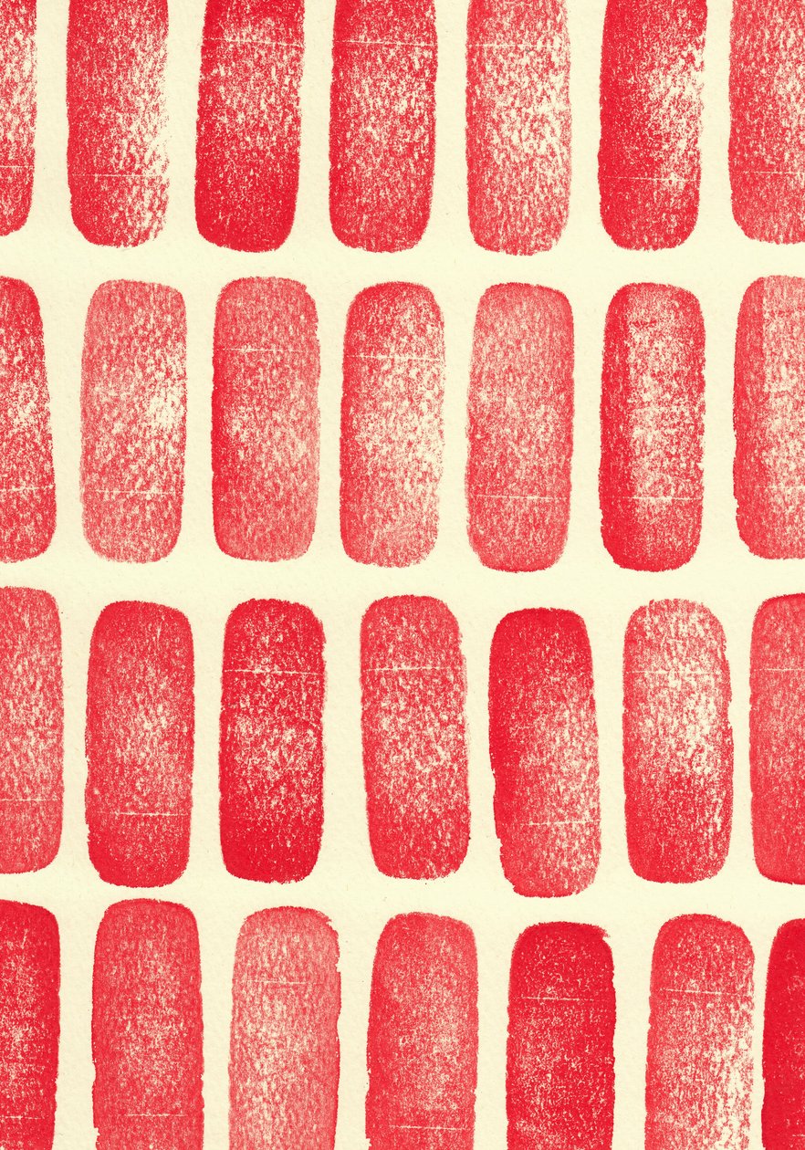 Stones_red, 2017 (carimbos de borracha) de Marco Campedelli