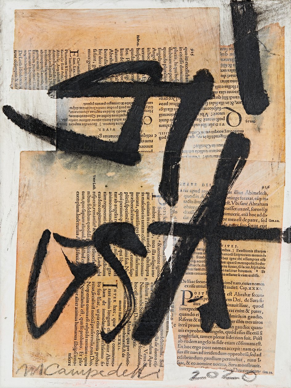 Texto #17, 2020 (colagem, técnica mista sobre tela) de Marco Campedelli