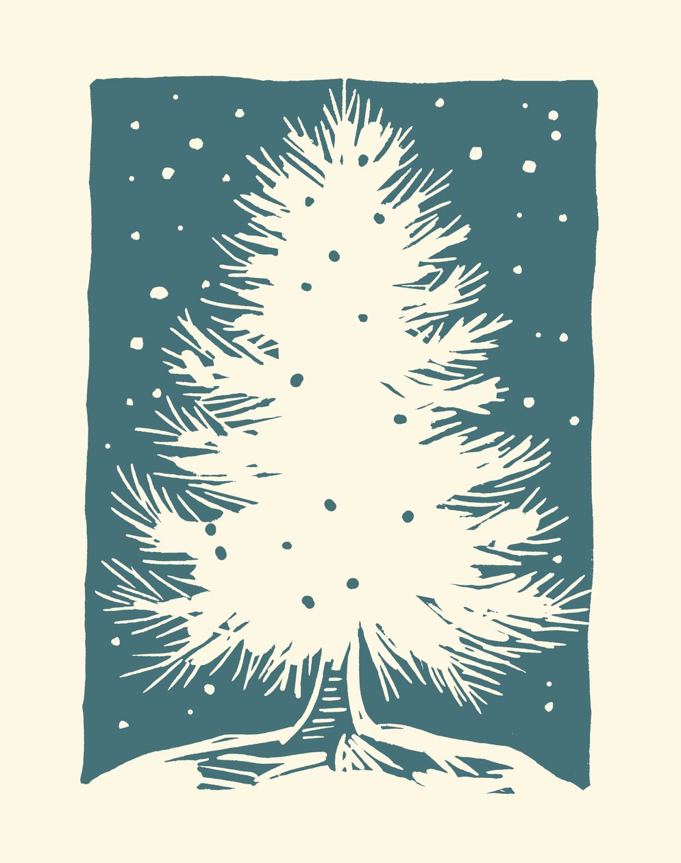 Árvore de Natal branca, 2023 (linóleo sobre papel) de Marco Campedelli
