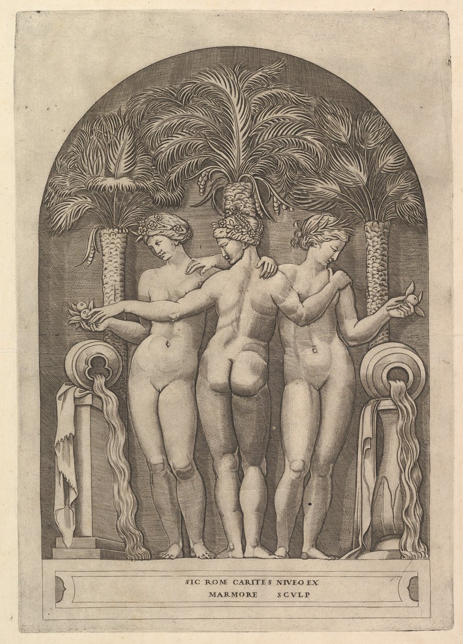 Vidro magnífico romano: as três graças ca. 1515-27. de Marco Dente