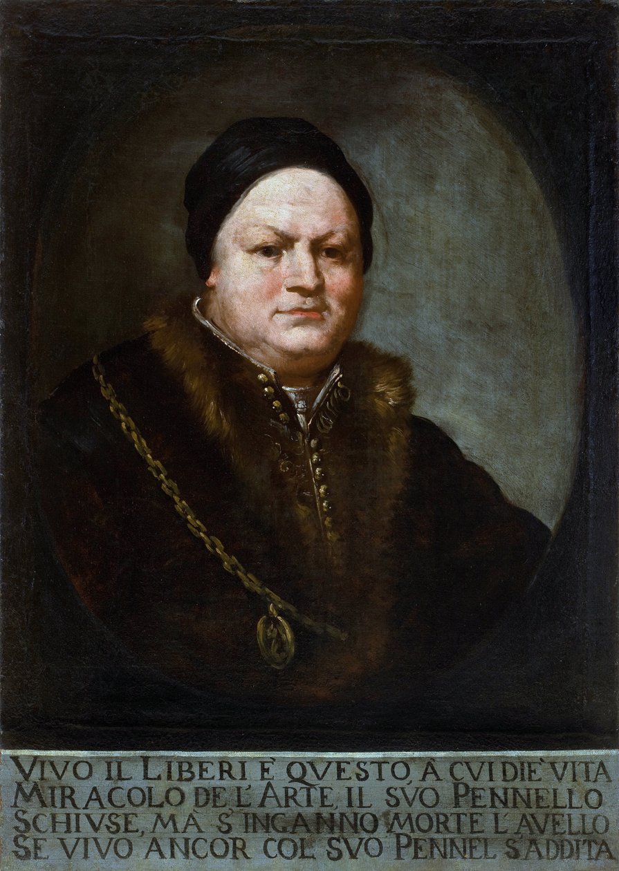 Retrato do pintor Pietro Liberi (1605-1687) - Pintura de Marco Liberi (por volta de 1640-após 1687) de Marco Liberi
