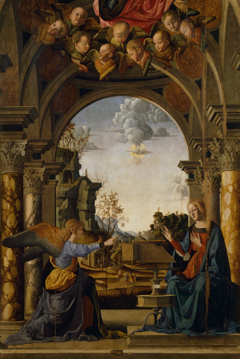 Anunciação, por Marco Palmezzano (1457-1539) de Marco Palmezzano
