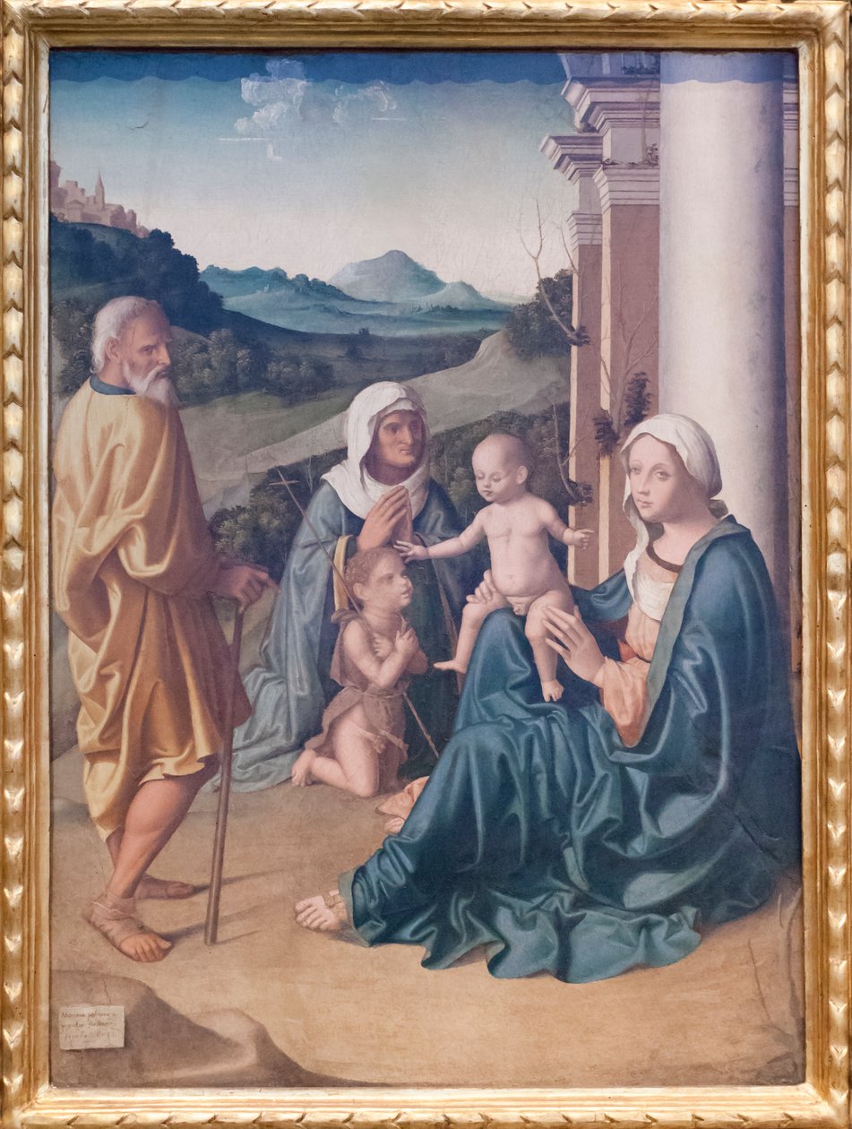 Santa família com Santa Isabel e o Jovem João Batista de Marco Palmezzano