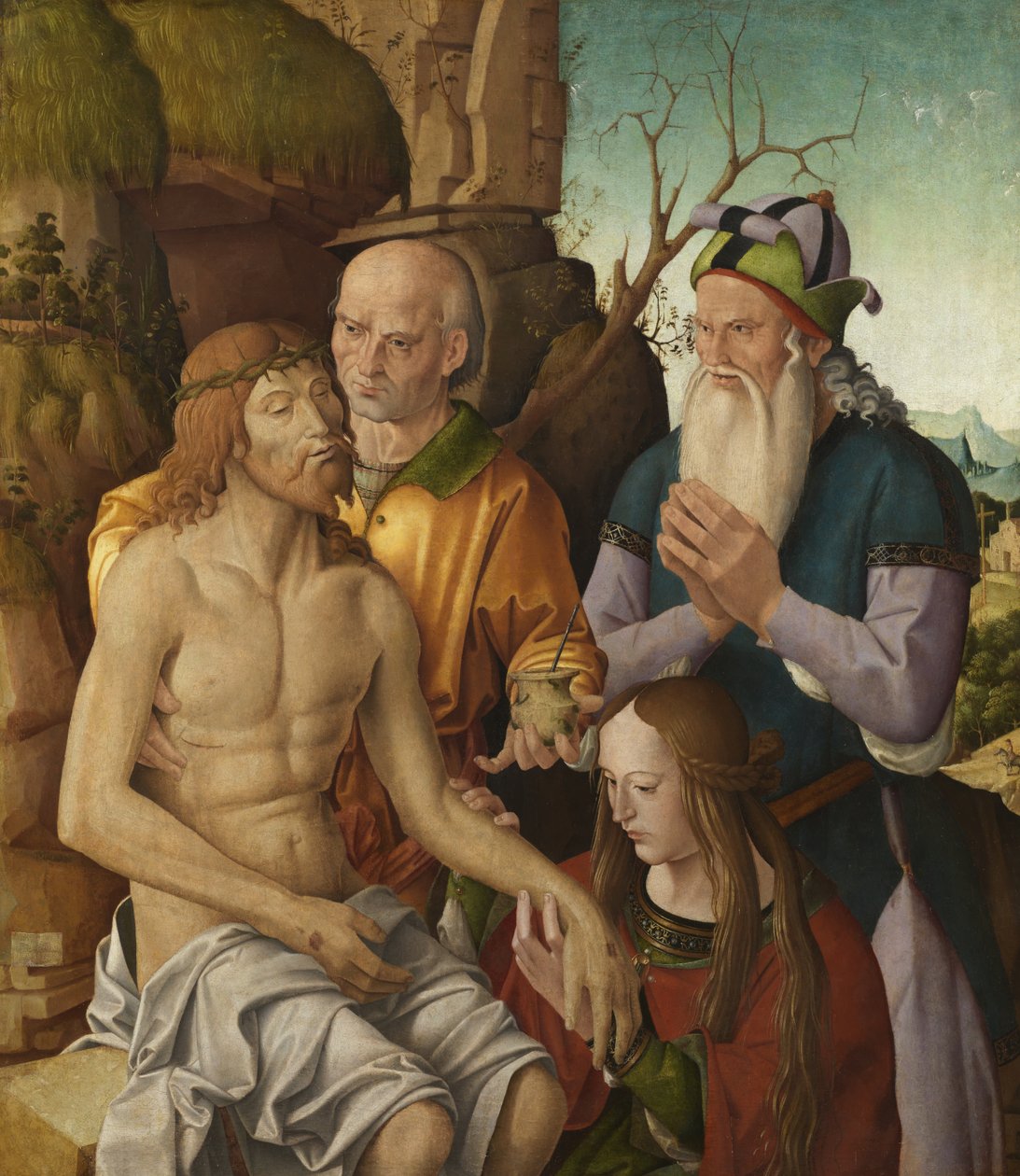 Lamentação sobre o Cristo Morto, c.1500 (tempera no painel) de Marco Palmezzano