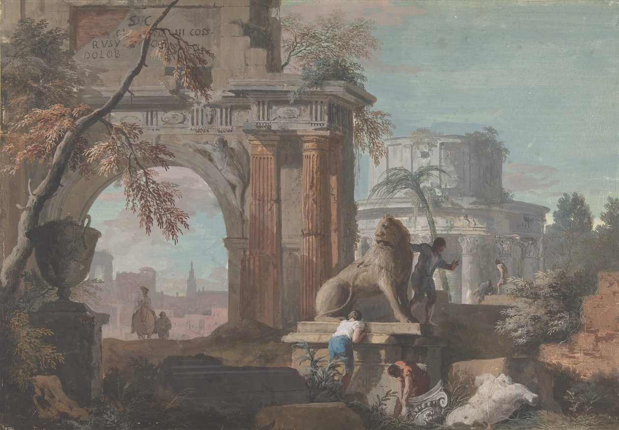 Capriccio com Ruínas Romanas, ca. 1700-1730. de Marco Ricci