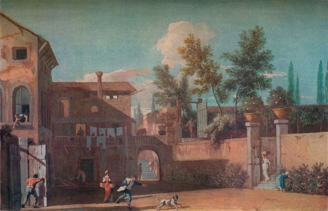 Pátio de uma vila italiana, c1700 1935 de Marco Ricci