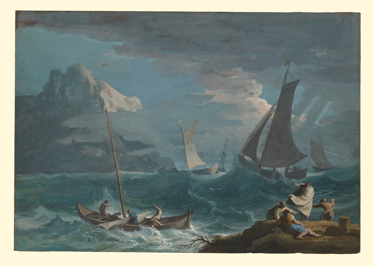 Barcos de pesca numa tempestade de Marco Ricci