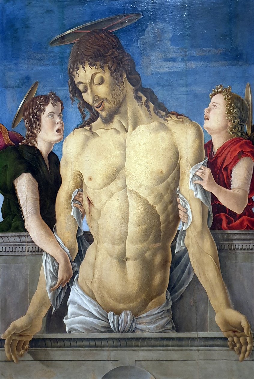 O Cristo morto, apoiado por dois anjos de Marco Zoppo