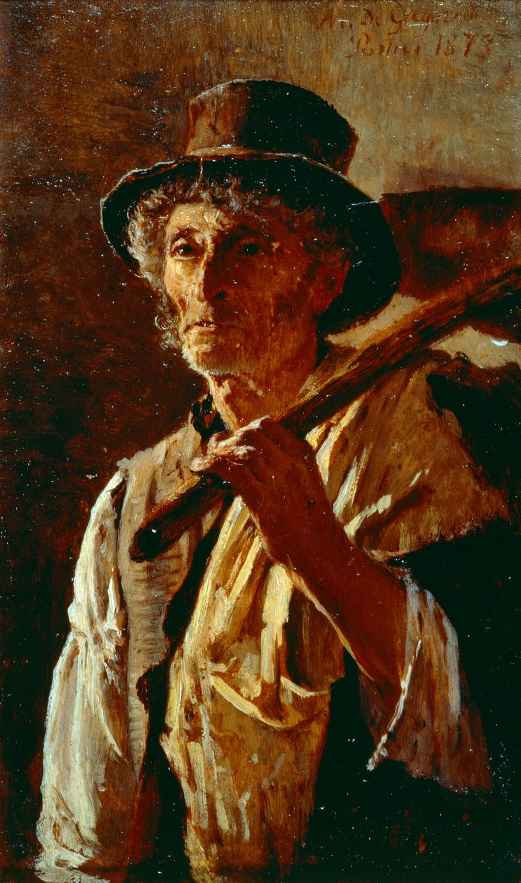 Digger, de Marco De Gregorio (1829-1876), óleo sobre tela, 21x14 cm de Marco di Gregorio