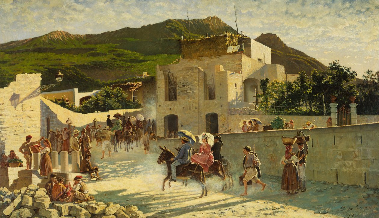 Caminhada até Capri, c.1867 (óleo sobre tela) de Marco di Gregorio