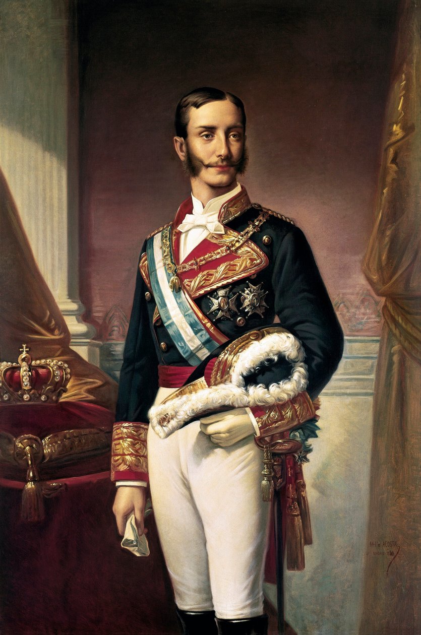 Retrato de Alfonso XII, Rei de Espanha (óleo sobre tela) de Marcos Giraldez de Acosta