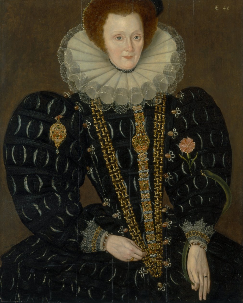 Uma mulher chamada Lady Elizabeth Knightley de Marcus Garret Gheeraerts the Younger
