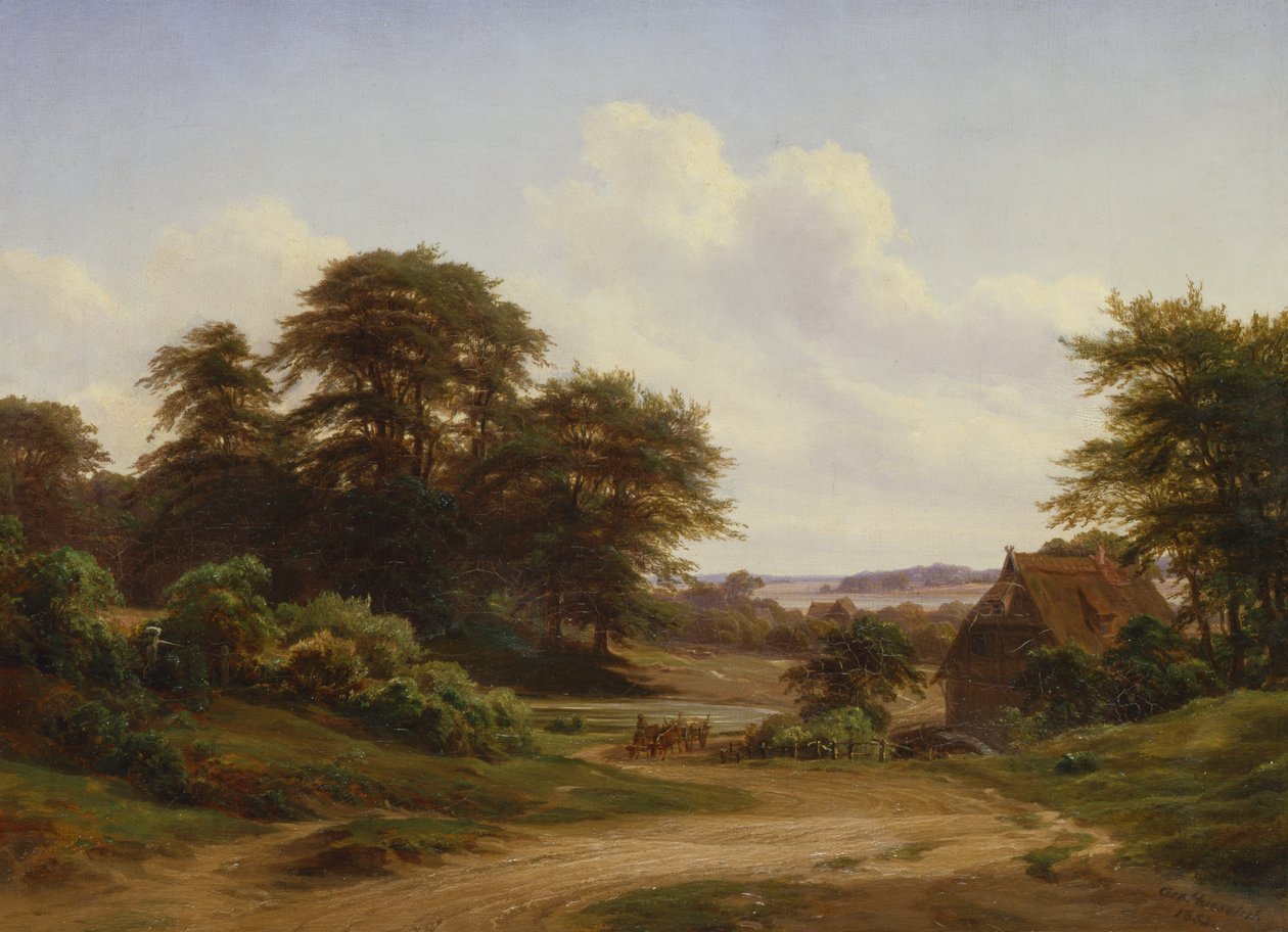Antigo moinho de água no Reinbek, 1853 de Marcus Johann Haeselich