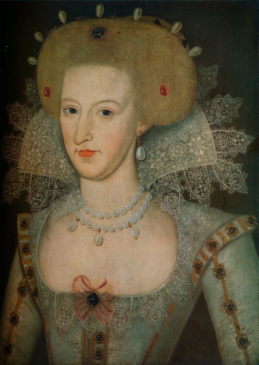 Ana da Dinamarca 1574-1619, rainha consorte do rei Jaime I, século XVII de Marcus Garret Gheeraerts the Younger