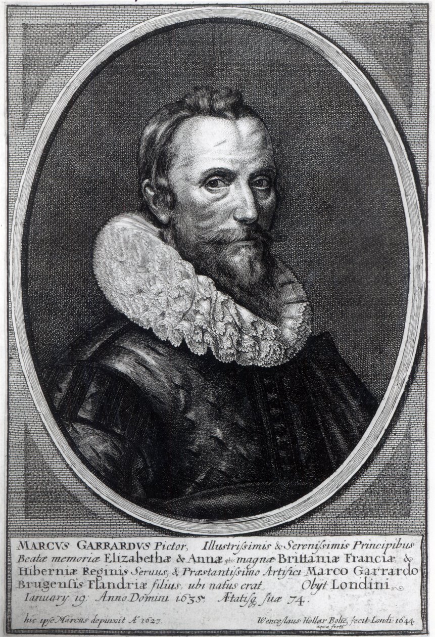 Auto-retrato, gravado por Wenceslaus Hollar, 1644 de Marcus Garret Gheeraerts the Younger