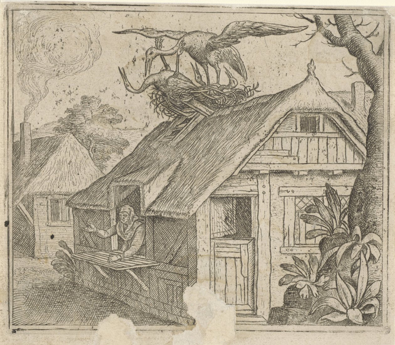 Fábula sobre cegonhas e sua religião de Marcus Gheeraerts (I) (attributed to)