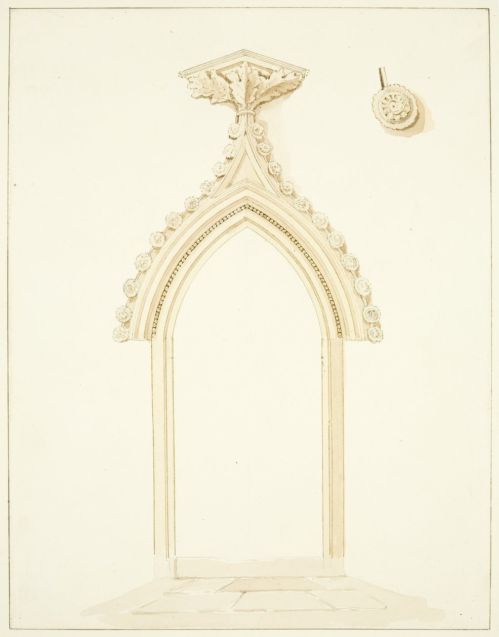 Porta da Sala da Vestibular da Catedral de Bristol (lápis e aguarela sobre papel) de Marcus H. Homes