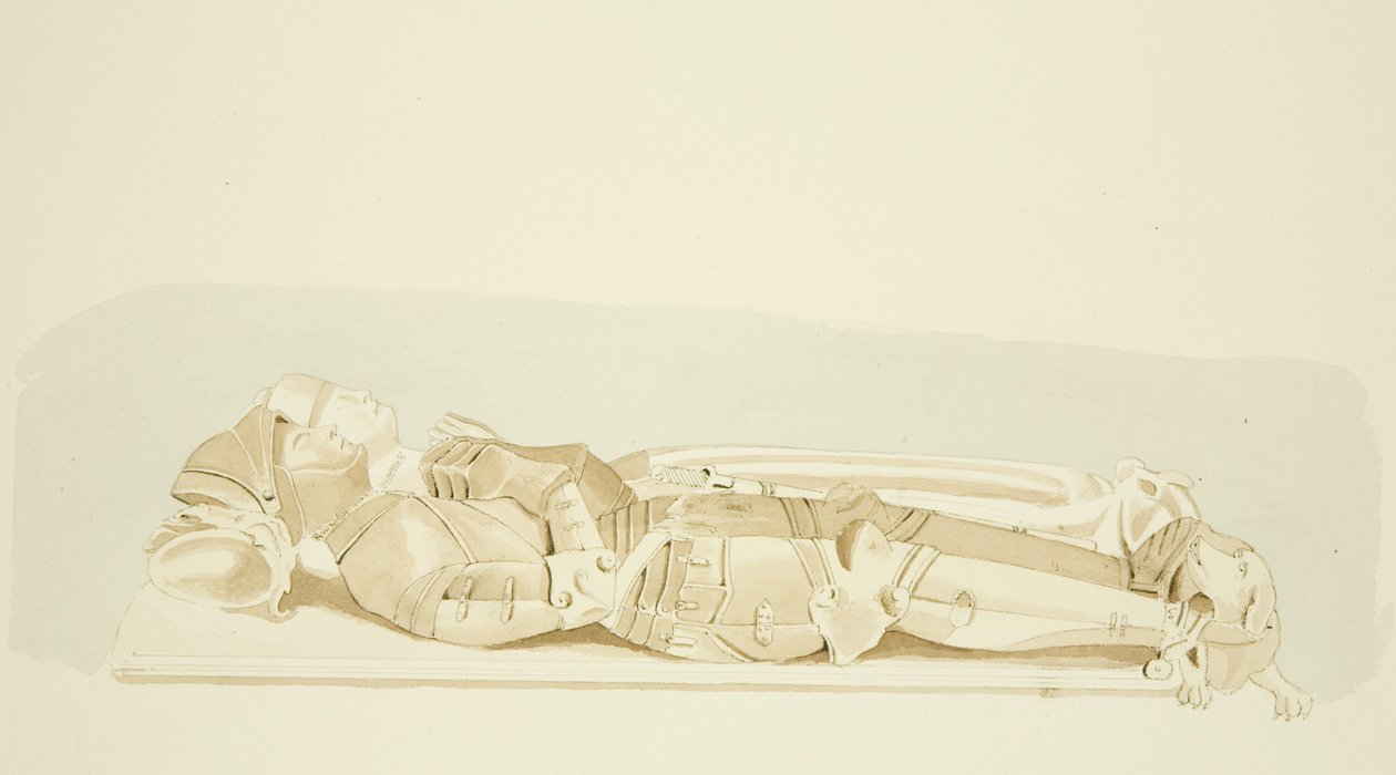 Efígies de Sir Thomas e Lady Berkeley (lápis e aguarela sobre papel) de Marcus H. Homes