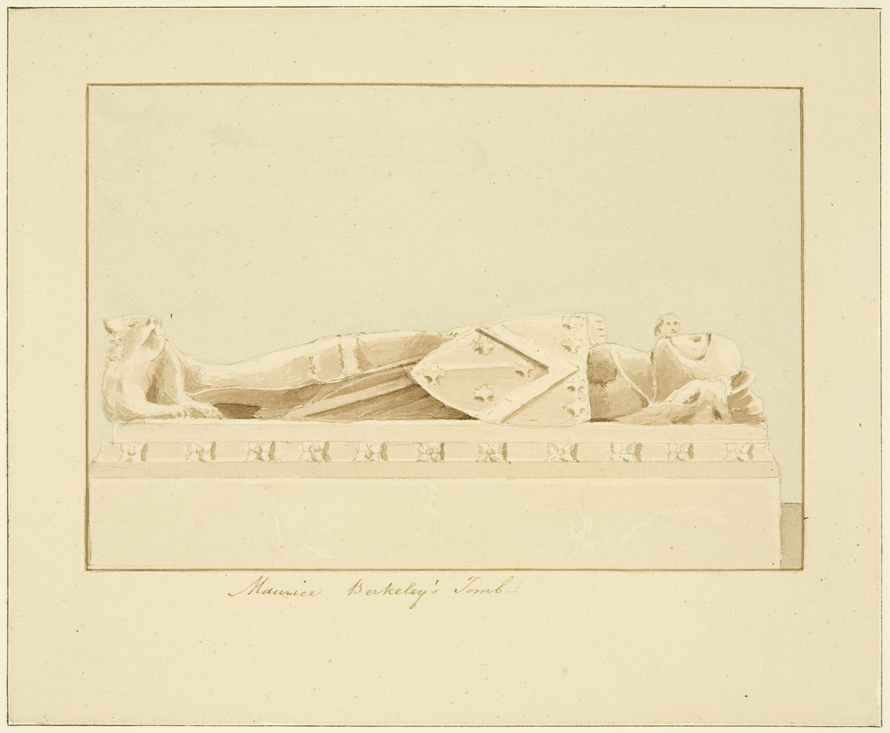 Effigy of Maurice, 7th Earl of Berkeley, in Bristol Cathedral (lápis e aguarela sobre papel) de Marcus H. Homes